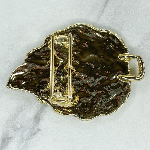 Vintage Gold Tone Leaf Belt Buckle Piece - Picture 3 of 5